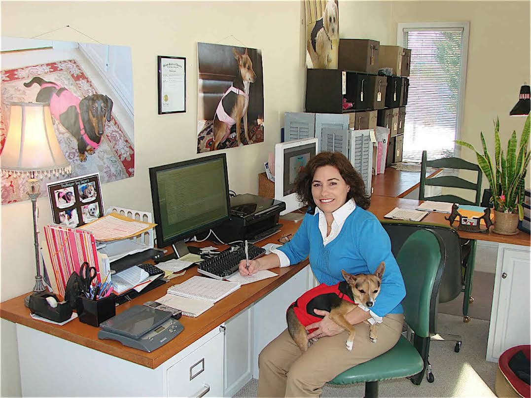 Lisa and Dash - the PeeKeeper founder with her toy fox terrier